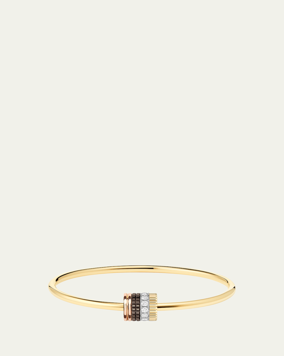 Quatre Classique 18K Tricolor Gold Bangle with Brown PVD and Diamonds